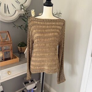 High Secret Elegant Off-the-Shoulder Brown Sweater
